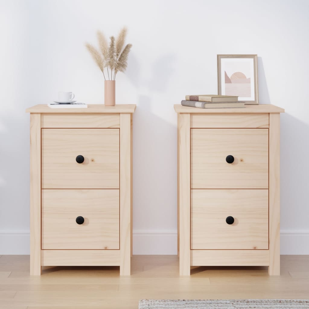 vidaXL Bedside Cabinets 2 pcs 40x35x61.5 cm Solid Wood Pine