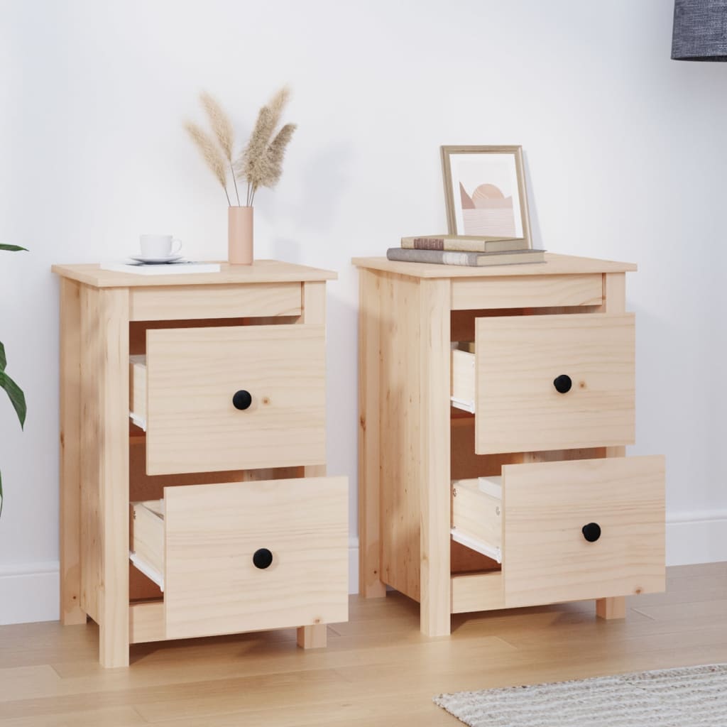 vidaXL Bedside Cabinets 2 pcs 40x35x61.5 cm Solid Wood Pine