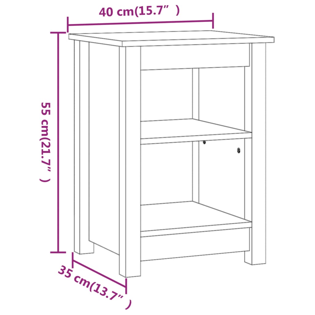 Bedside Cabinets 2 pcs Black 40x35x55 cm Solid Wood Pine
