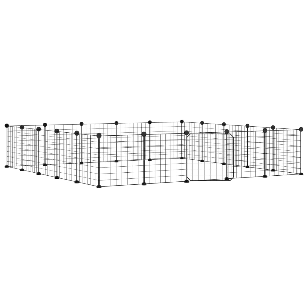 20-Panel Pet Cage with Door Black 35x35 cm Steel