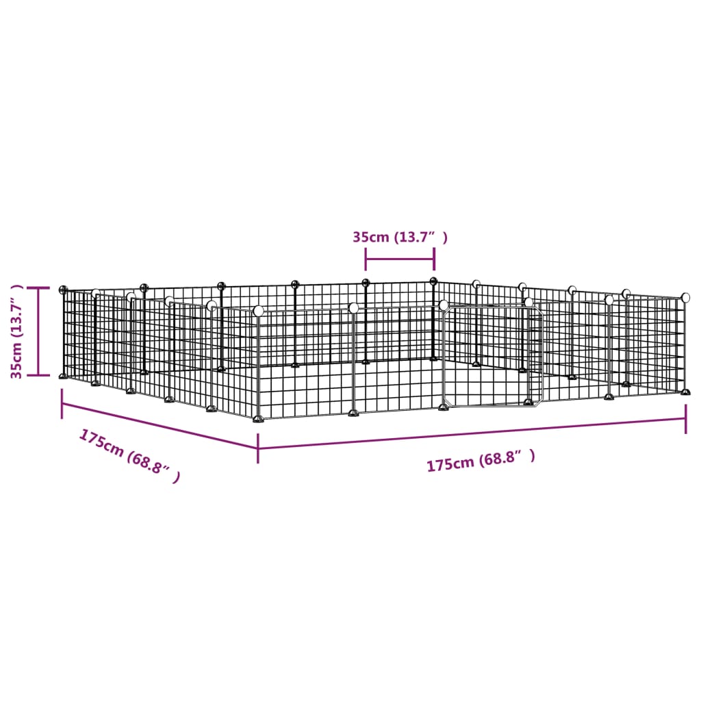 20-Panel Pet Cage with Door Black 35x35 cm Steel