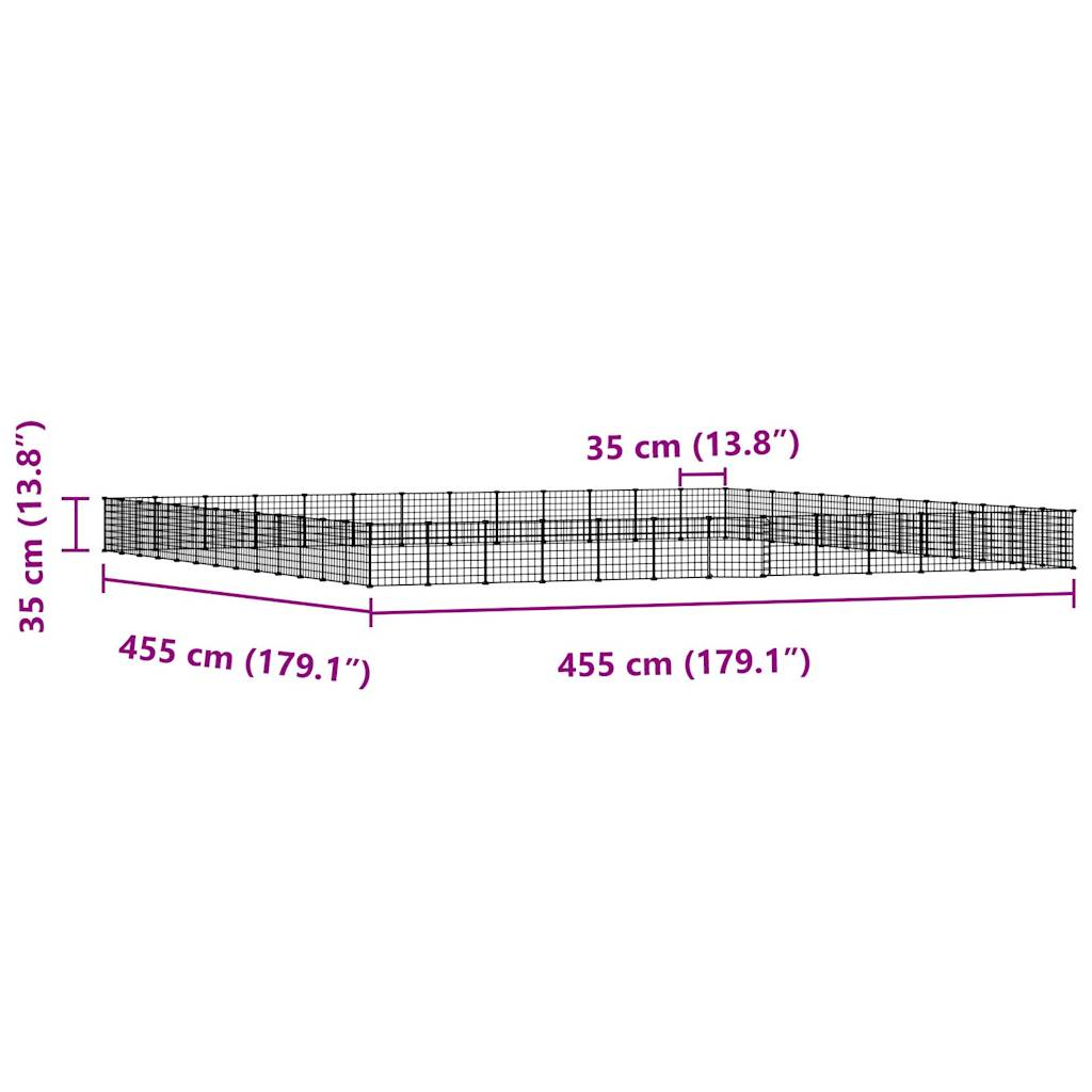 vidaXL 52-Panel Pet Cage with Door Black 35x35 cm Steel