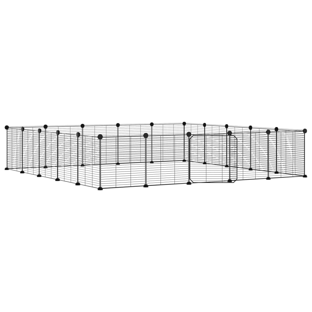 vidaXL 20-Panel Pet Cage with Door Black 35x35 cm Steel