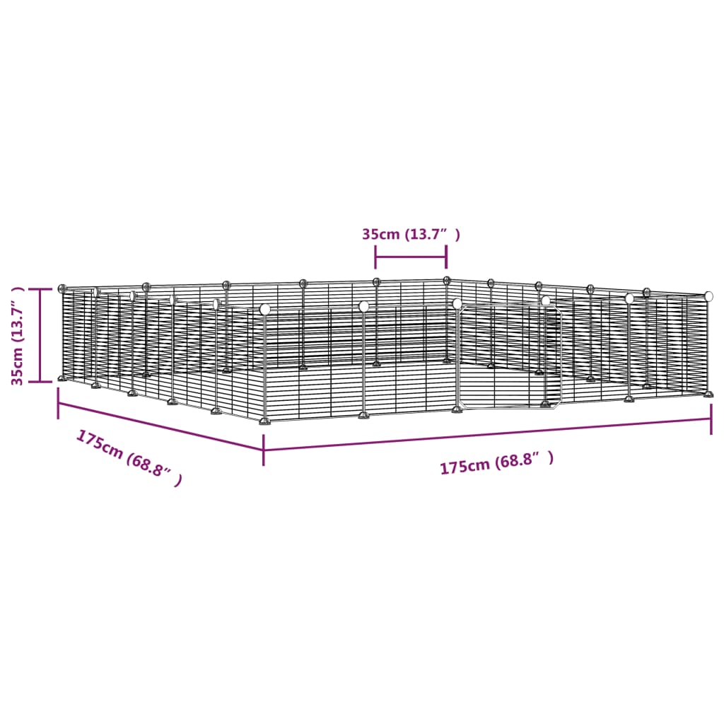 vidaXL 20-Panel Pet Cage with Door Black 35x35 cm Steel