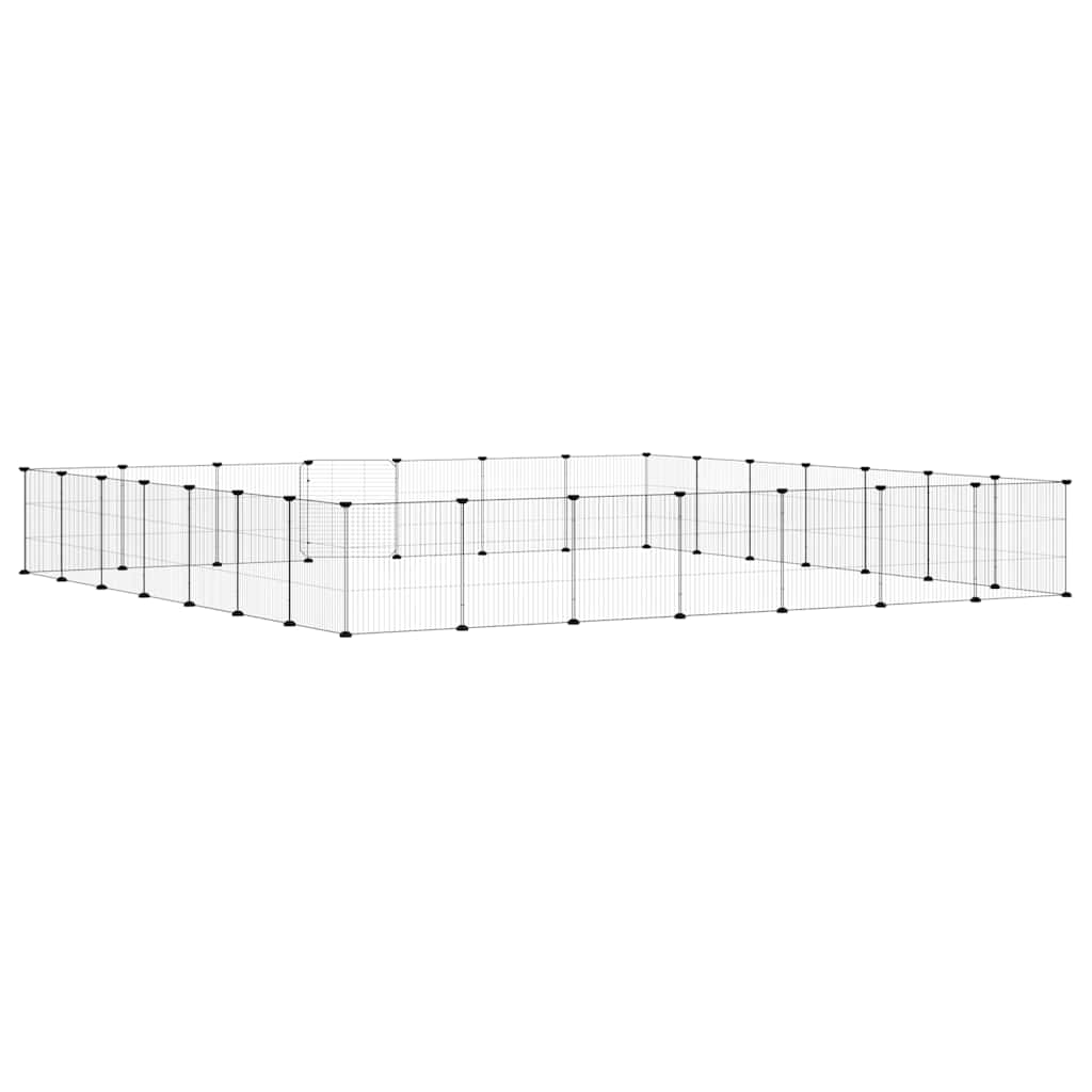 28-Panel Pet Cage with Door Black 35x35 cm Steel