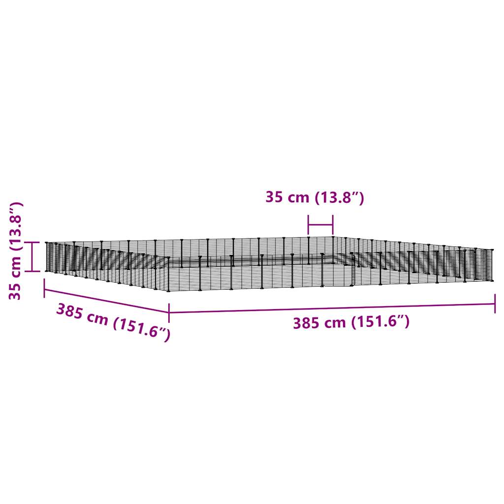 vidaXL 44-Panel Pet Cage with Door Black 35x35 cm Steel
