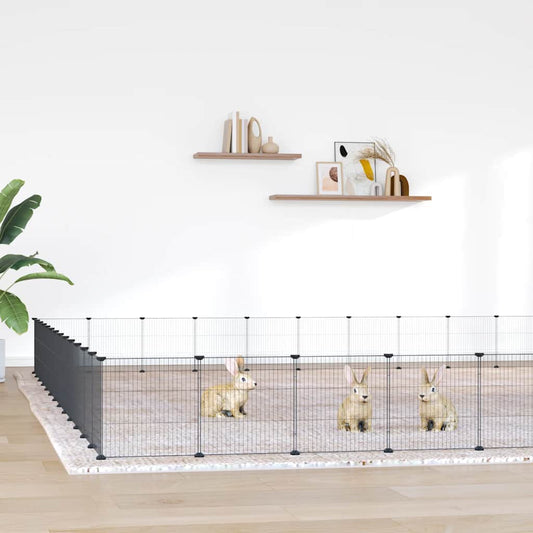 52-Panel Pet Cage with Door Black 35x35 cm Steel