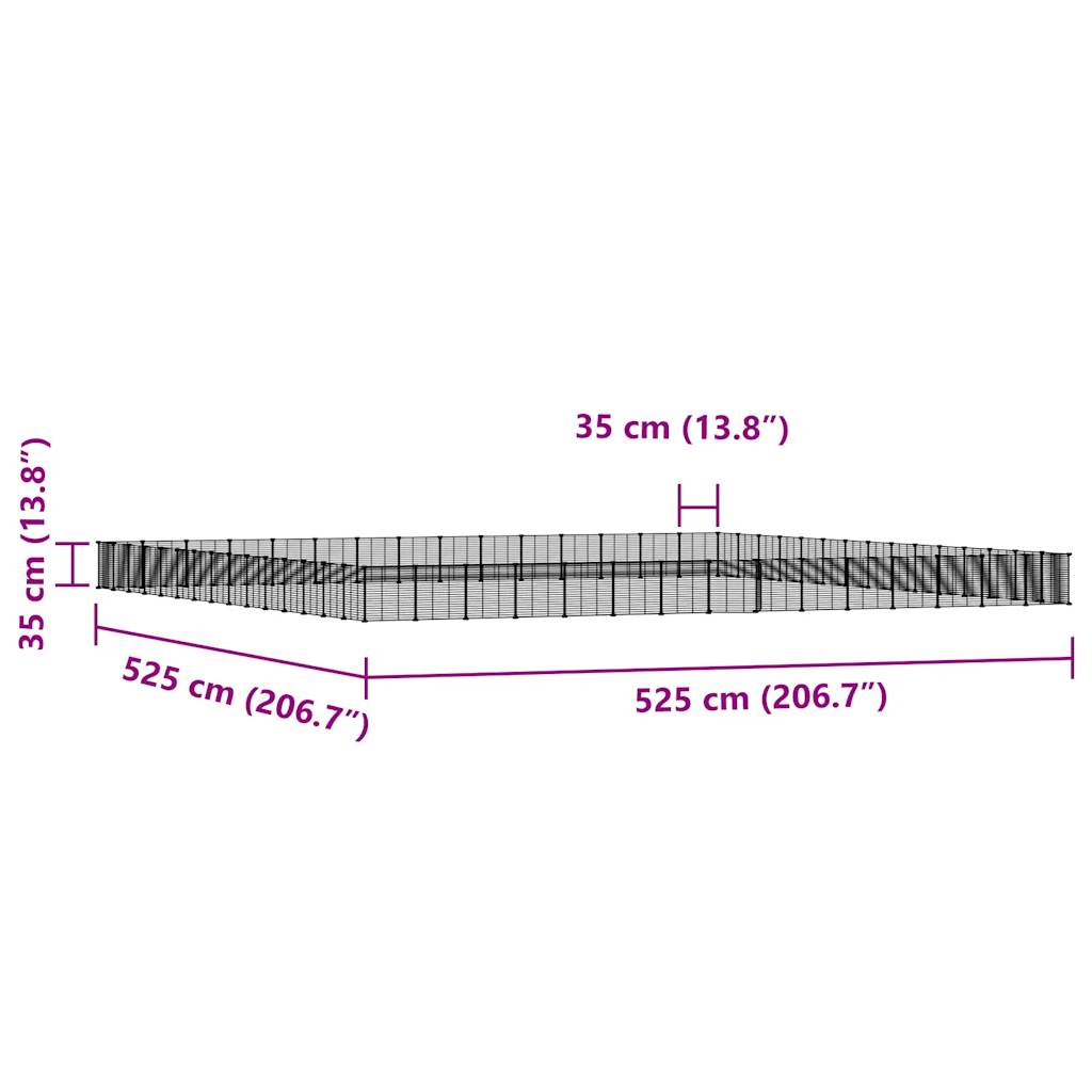 vidaXL 60-Panel Pet Cage with Door Black 35x35 cm Steel