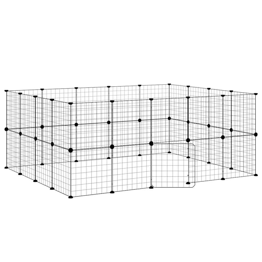 36-Panel Pet Cage with Door Black 35x35 cm Steel