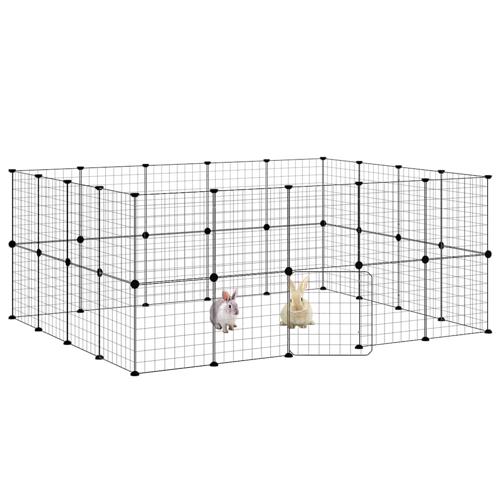 36-Panel Pet Cage with Door Black 35x35 cm Steel