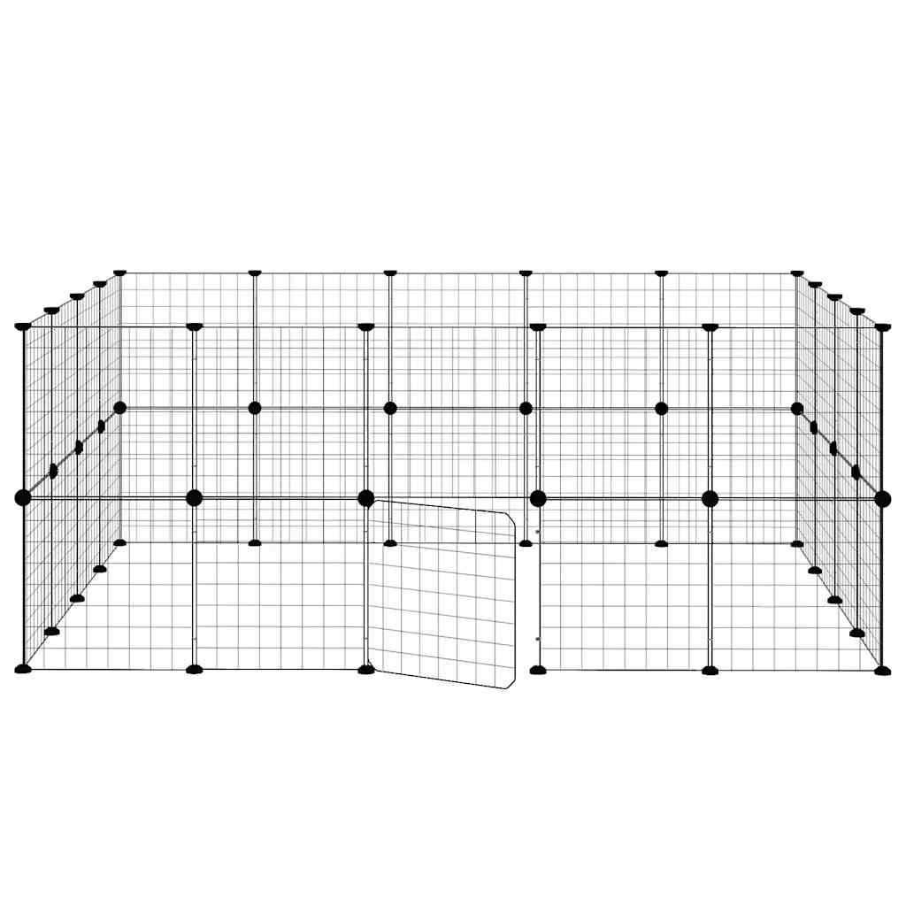 36-Panel Pet Cage with Door Black 35x35 cm Steel