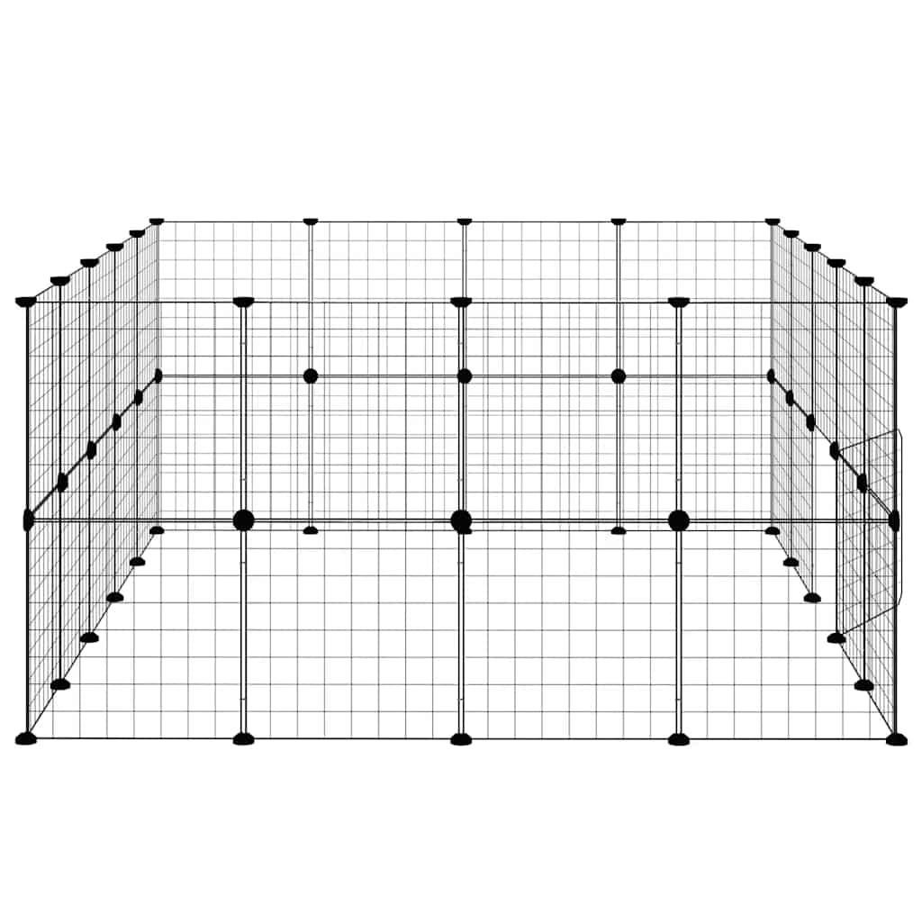 36-Panel Pet Cage with Door Black 35x35 cm Steel