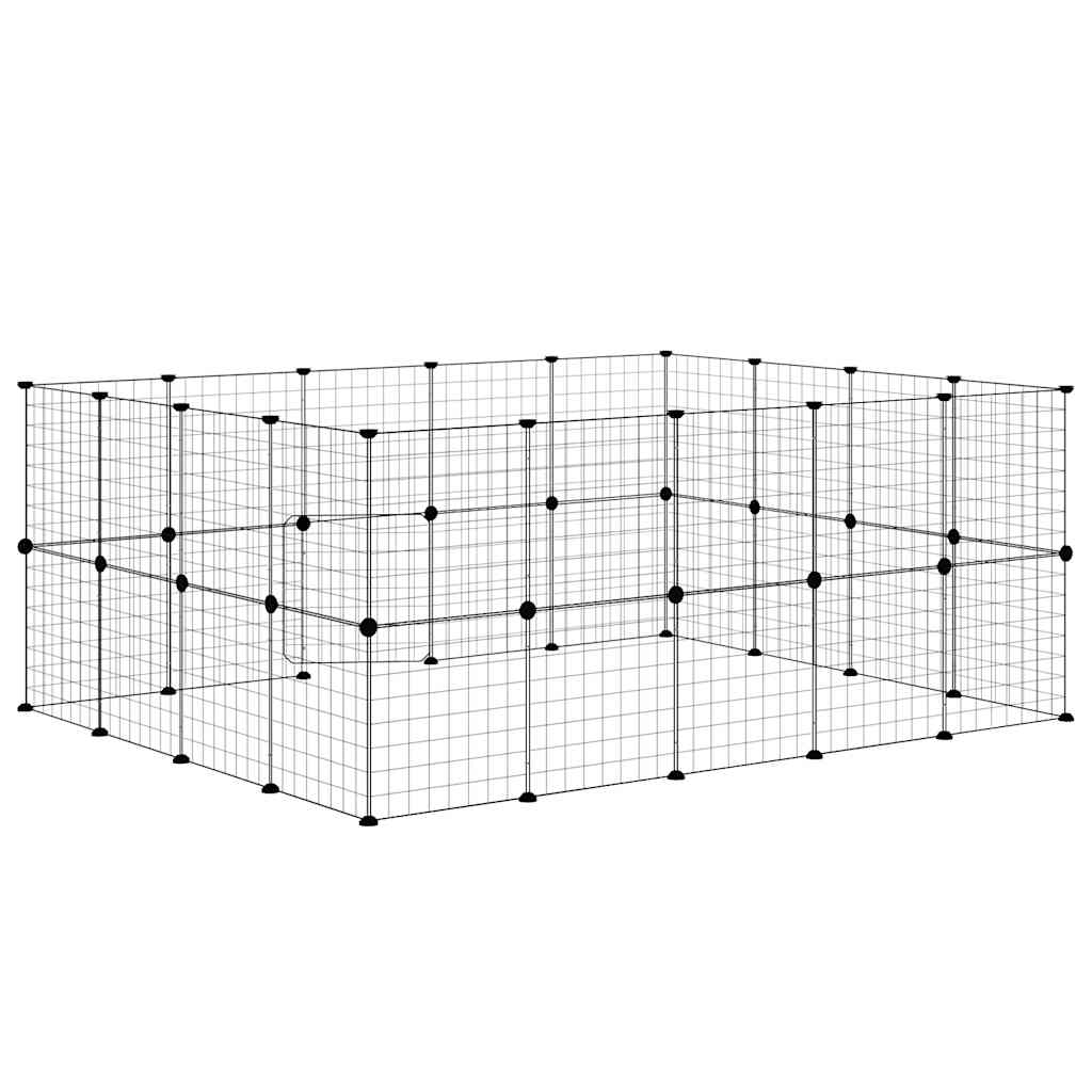 36-Panel Pet Cage with Door Black 35x35 cm Steel