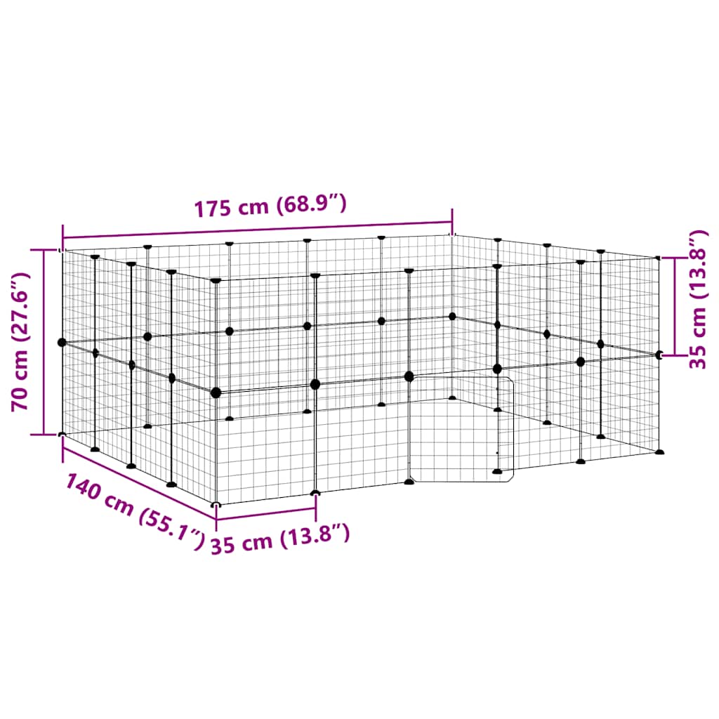 36-Panel Pet Cage with Door Black 35x35 cm Steel