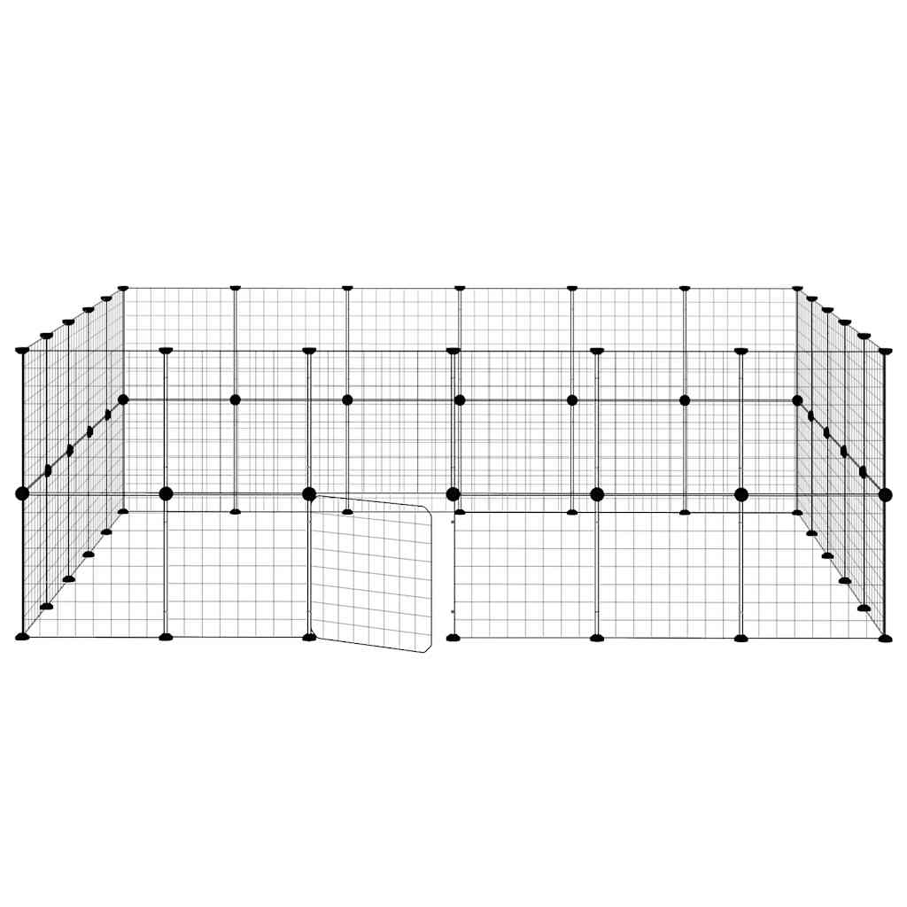 44-Panel Pet Cage with Door Black 35x35 cm Steel