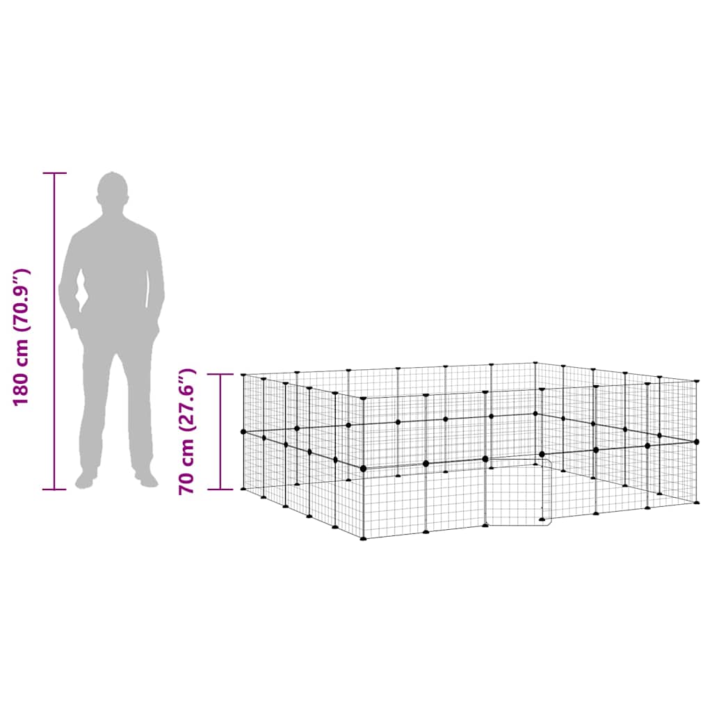 44-Panel Pet Cage with Door Black 35x35 cm Steel
