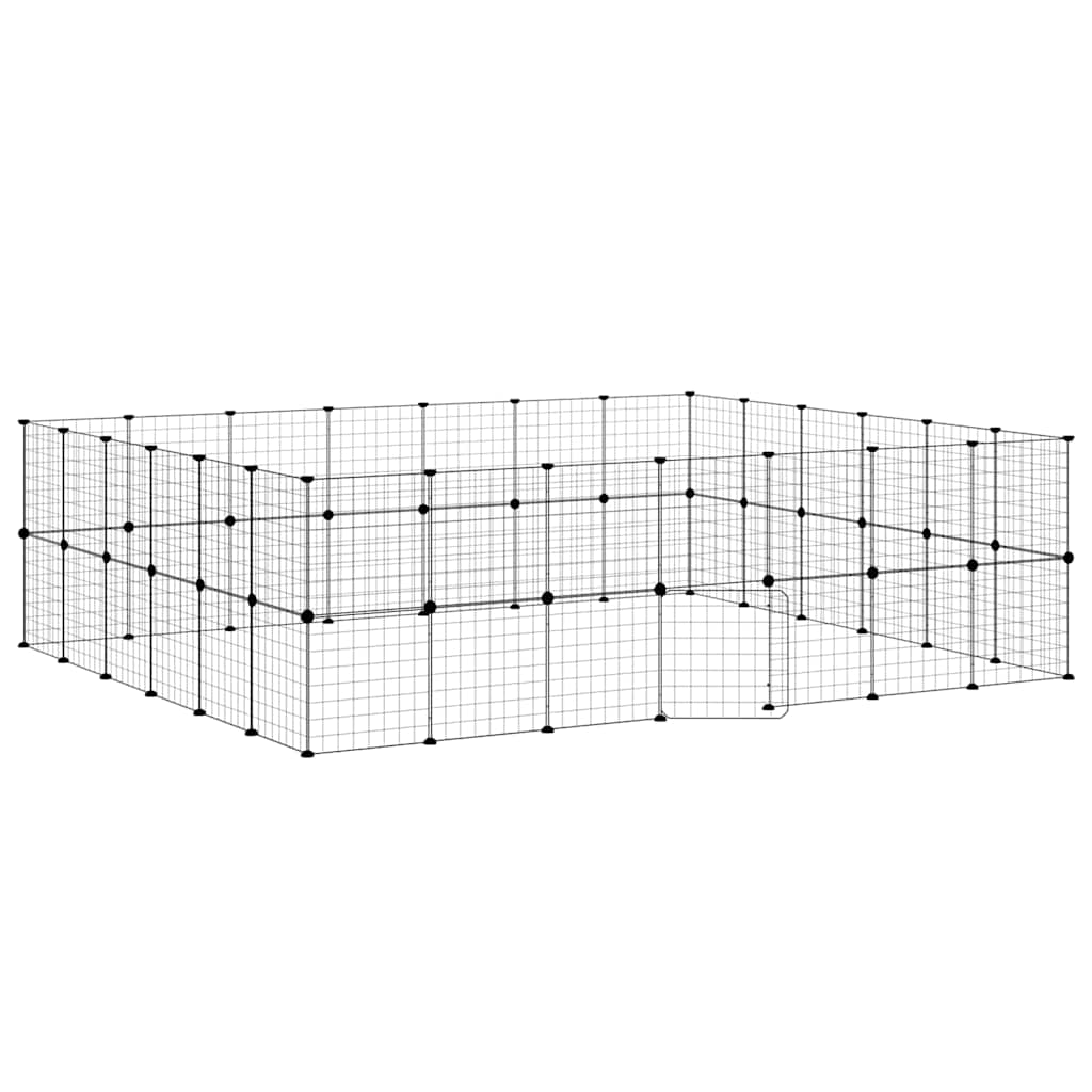 52-Panel Pet Cage with Door Black 35x35 cm Steel