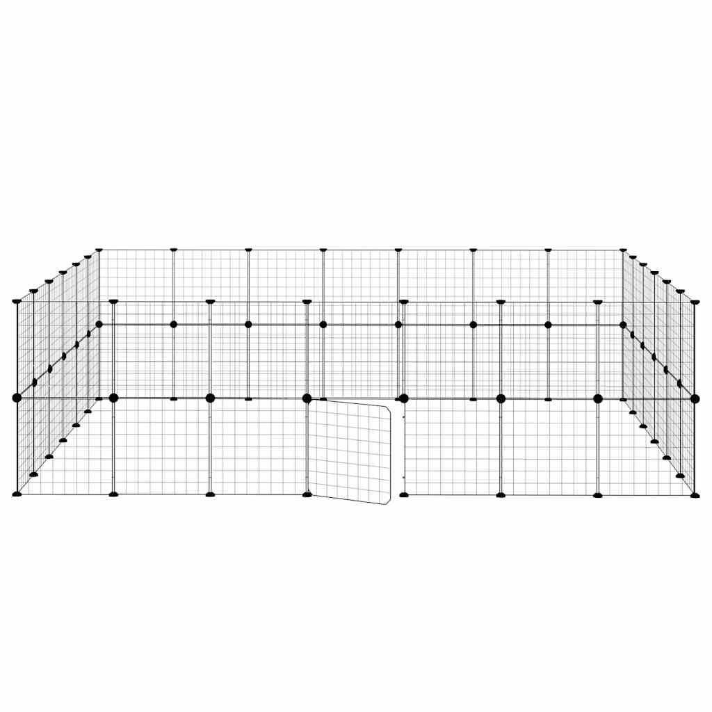52-Panel Pet Cage with Door Black 35x35 cm Steel