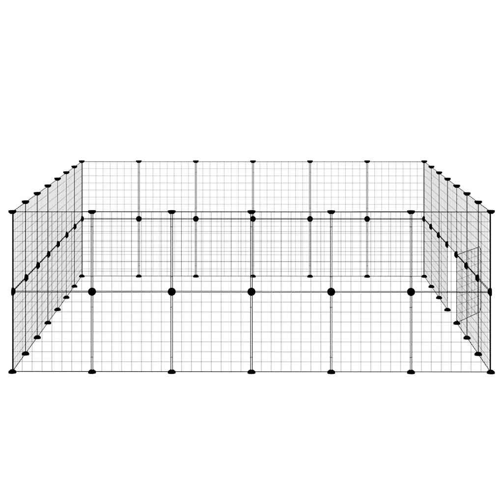 52-Panel Pet Cage with Door Black 35x35 cm Steel
