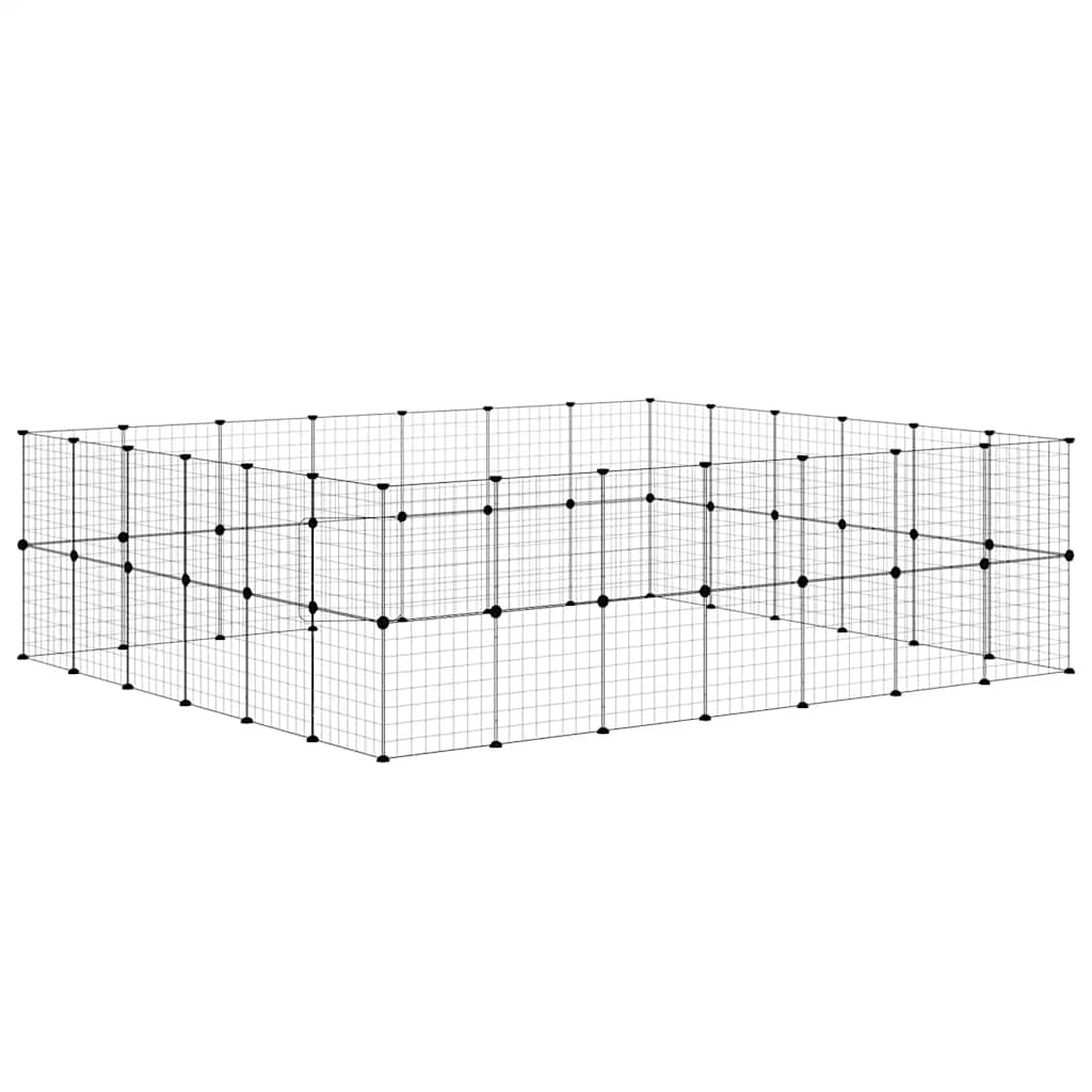 52-Panel Pet Cage with Door Black 35x35 cm Steel