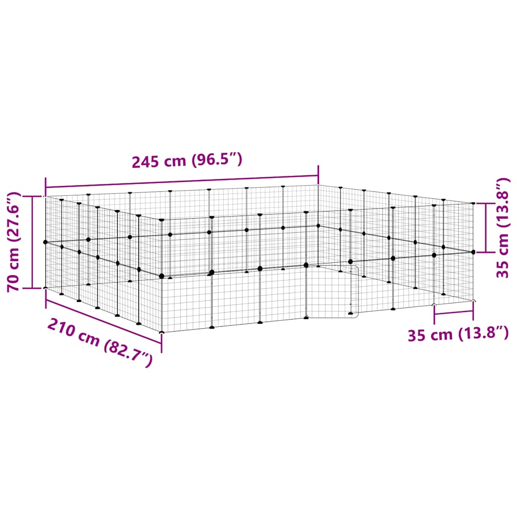 52-Panel Pet Cage with Door Black 35x35 cm Steel