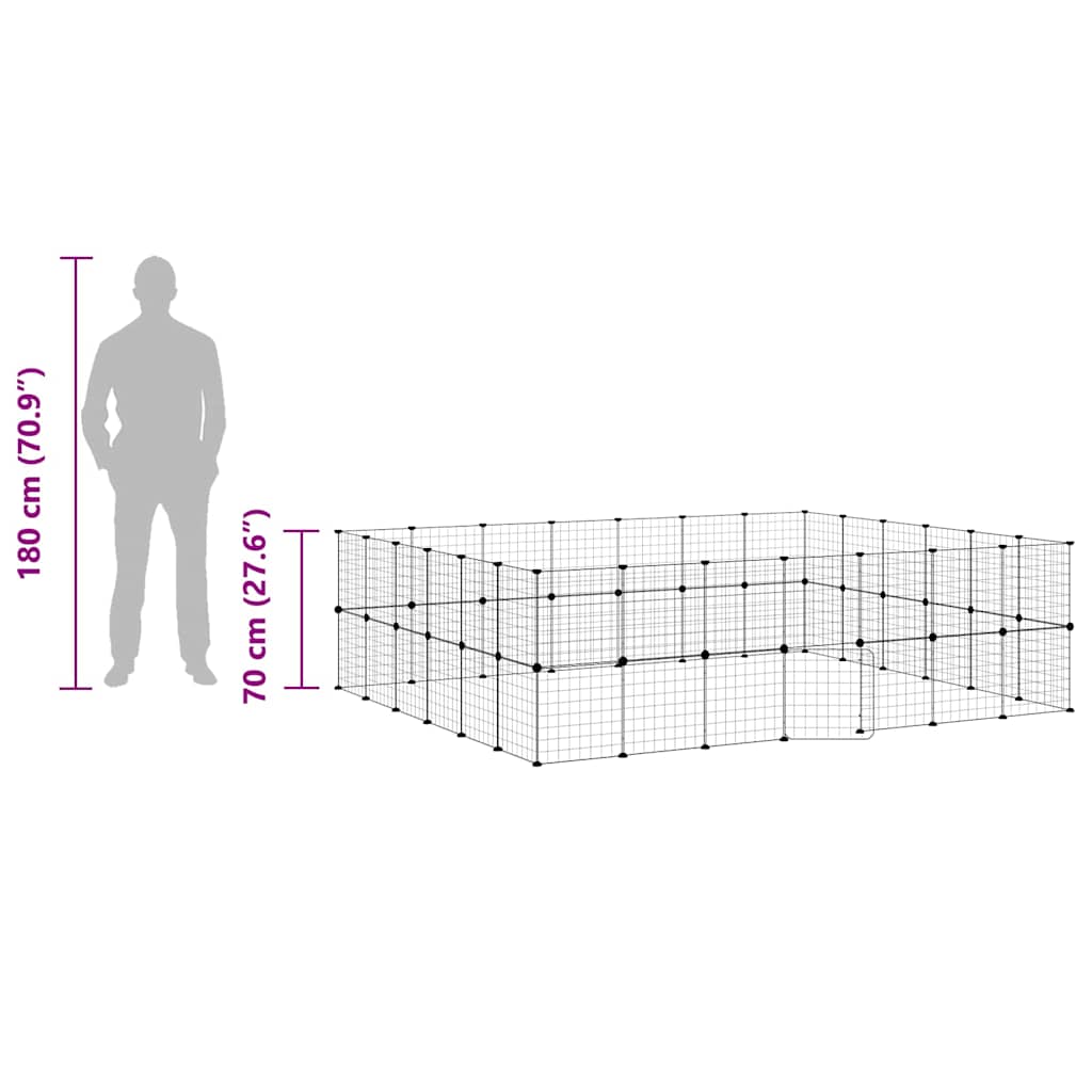 52-Panel Pet Cage with Door Black 35x35 cm Steel