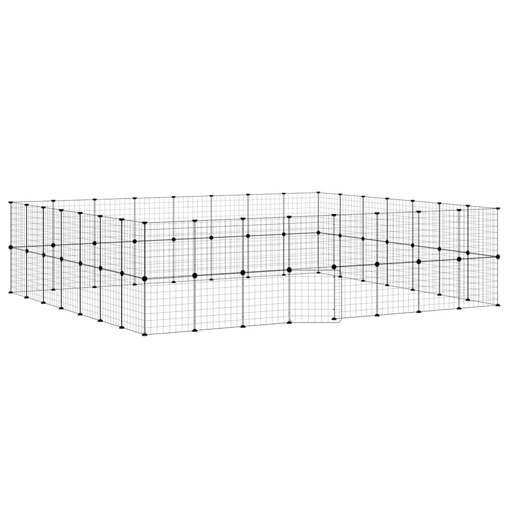 60-Panel Pet Cage with Door Black 35x35 cm Steel