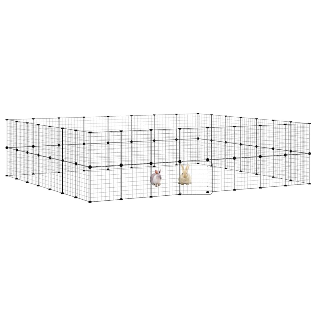 60-Panel Pet Cage with Door Black 35x35 cm Steel