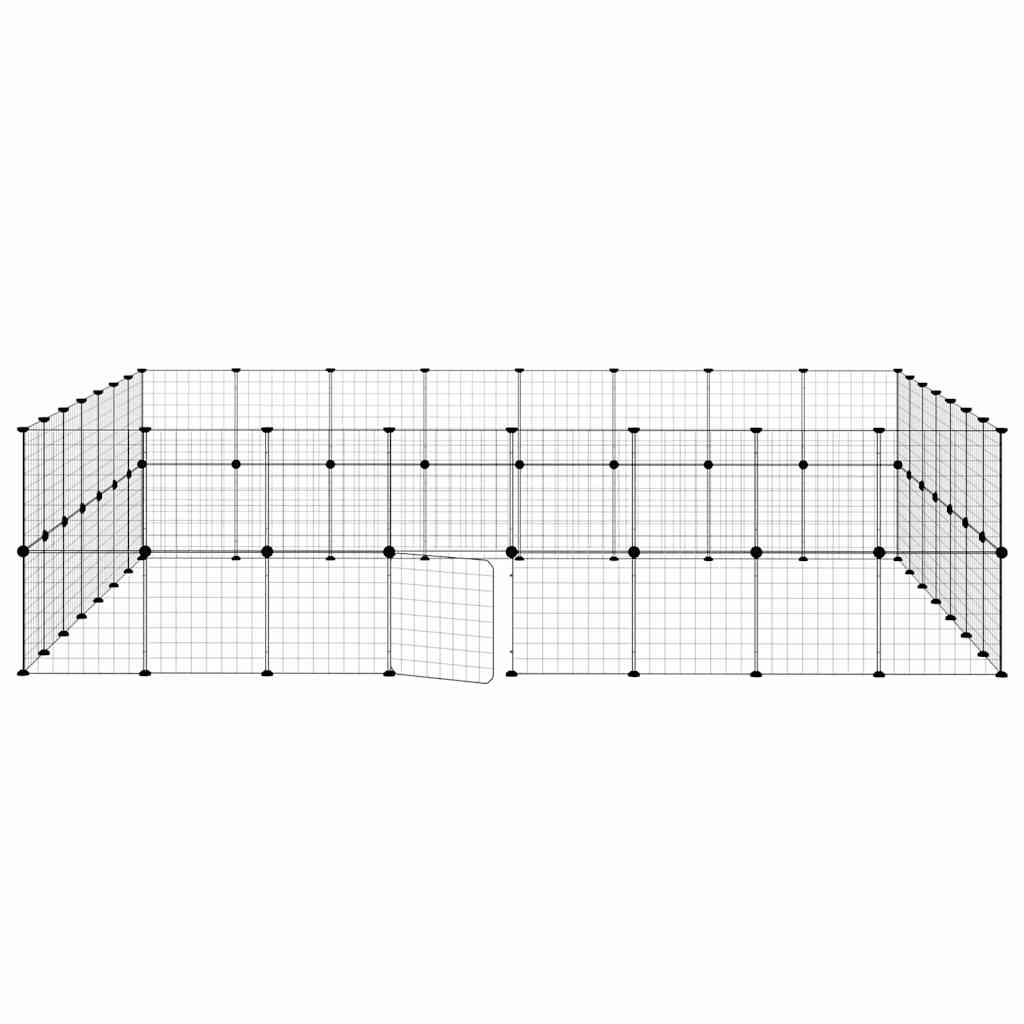 60-Panel Pet Cage with Door Black 35x35 cm Steel