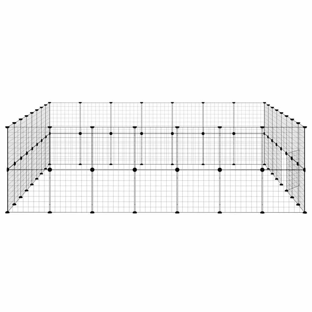 60-Panel Pet Cage with Door Black 35x35 cm Steel
