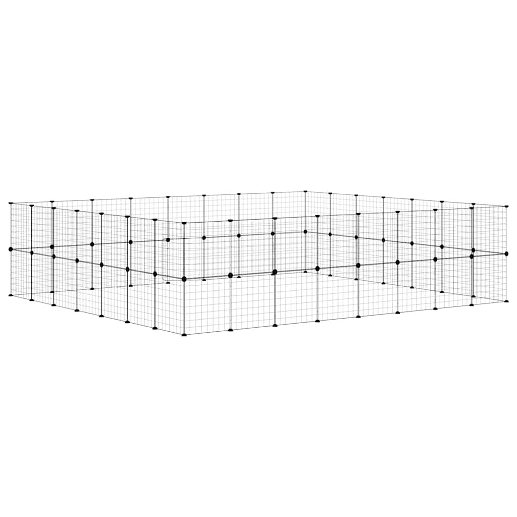 60-Panel Pet Cage with Door Black 35x35 cm Steel