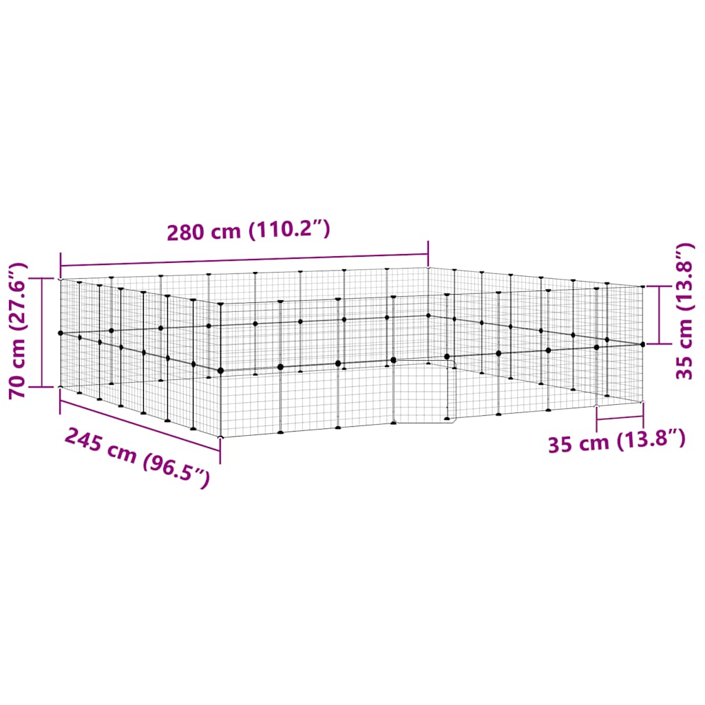 60-Panel Pet Cage with Door Black 35x35 cm Steel