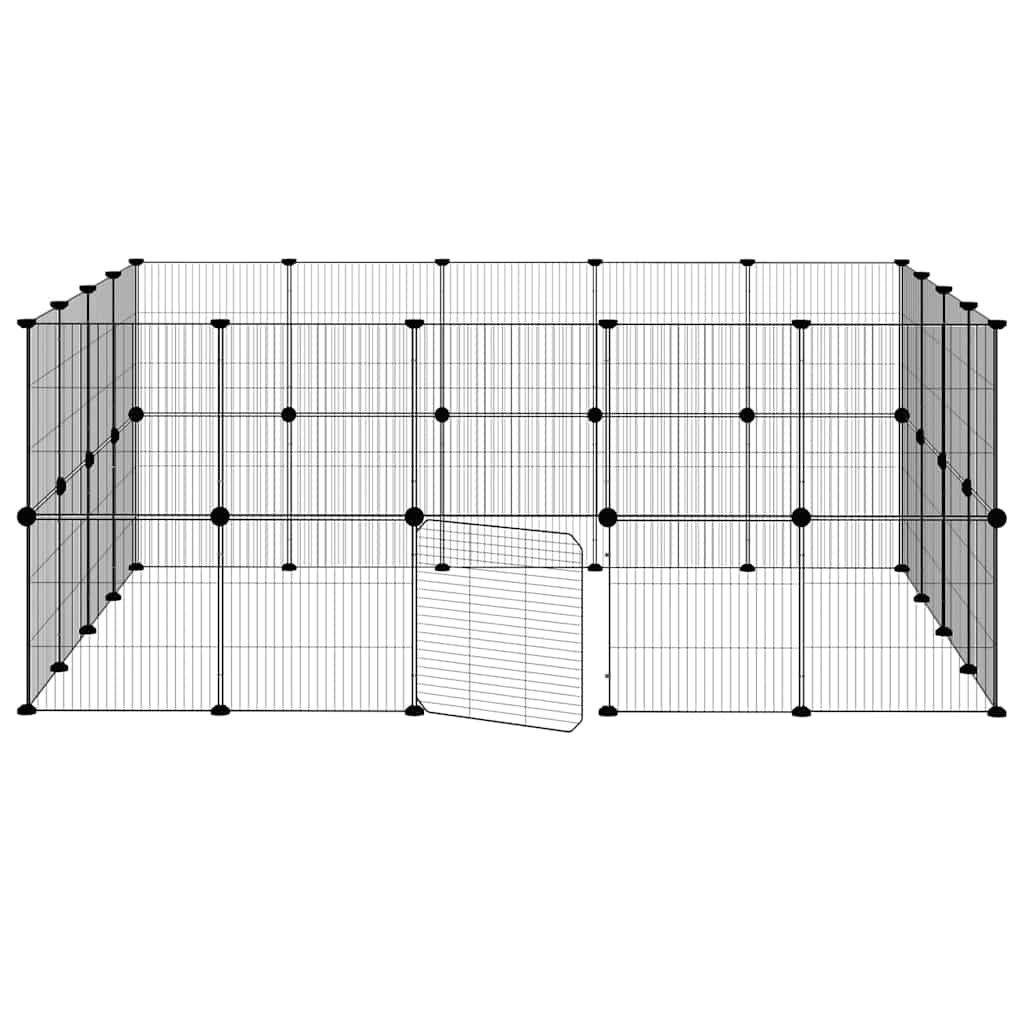 36-Panel Pet Cage with Door Black 35x35 cm Steel