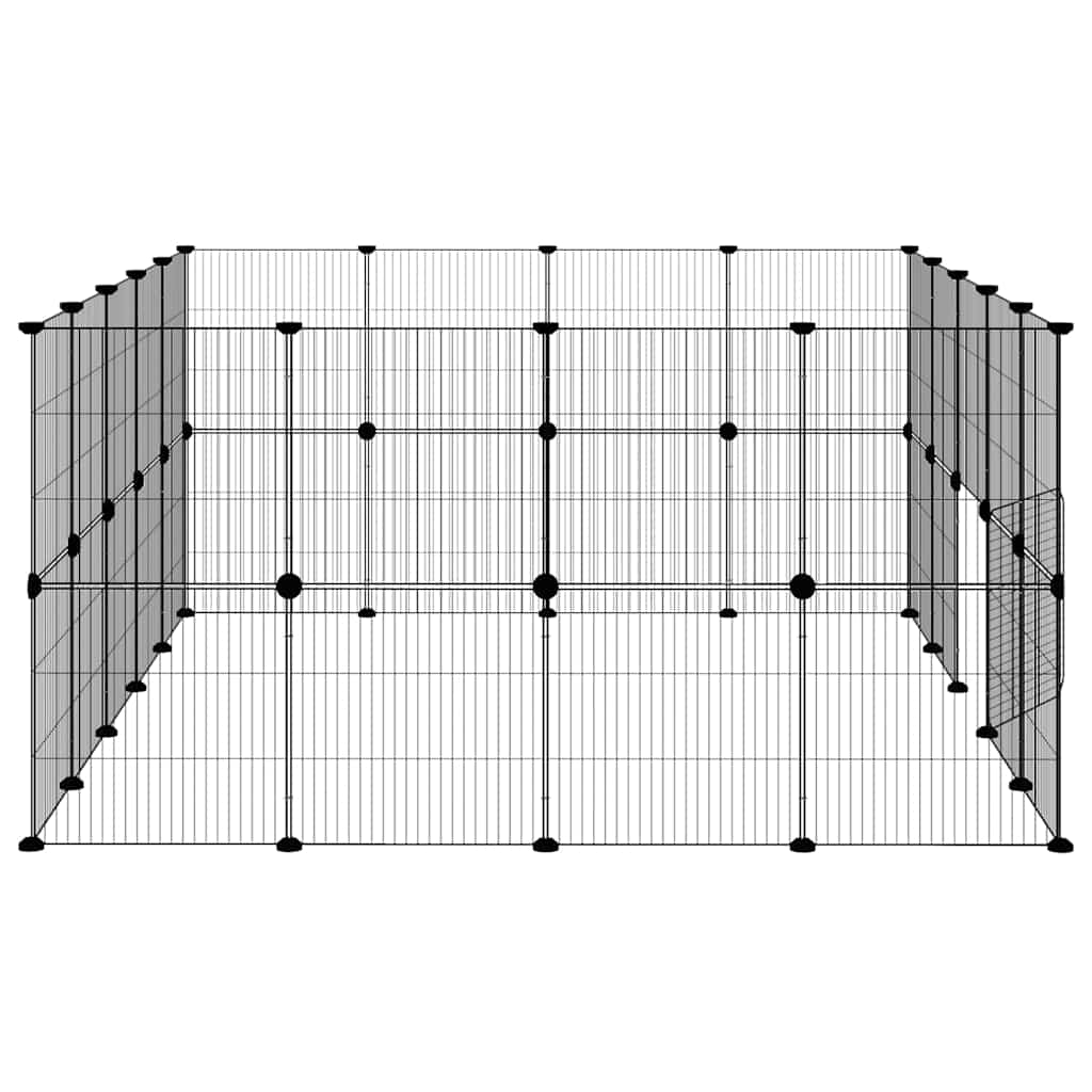 36-Panel Pet Cage with Door Black 35x35 cm Steel