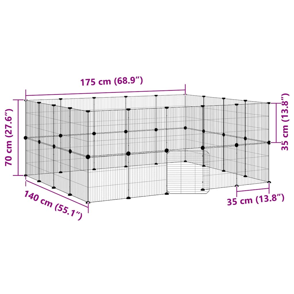 36-Panel Pet Cage with Door Black 35x35 cm Steel