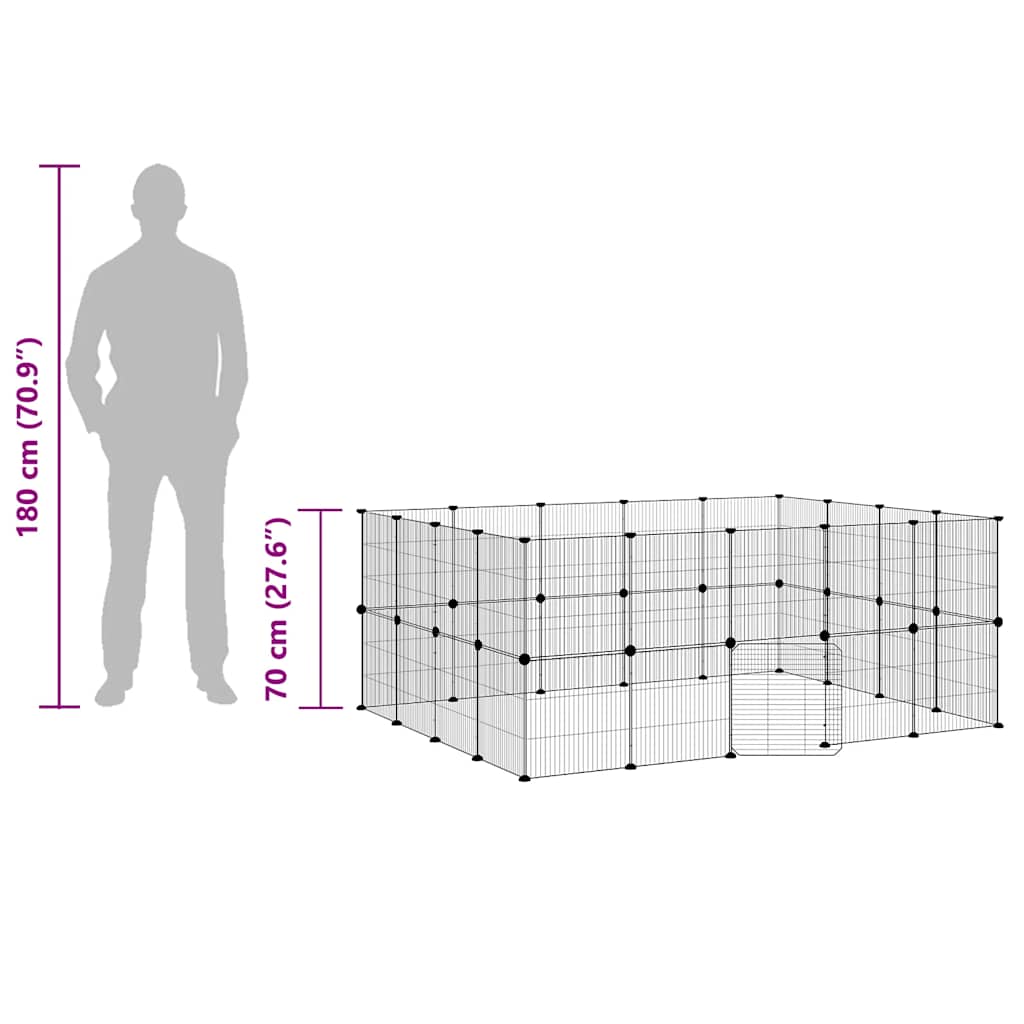 36-Panel Pet Cage with Door Black 35x35 cm Steel