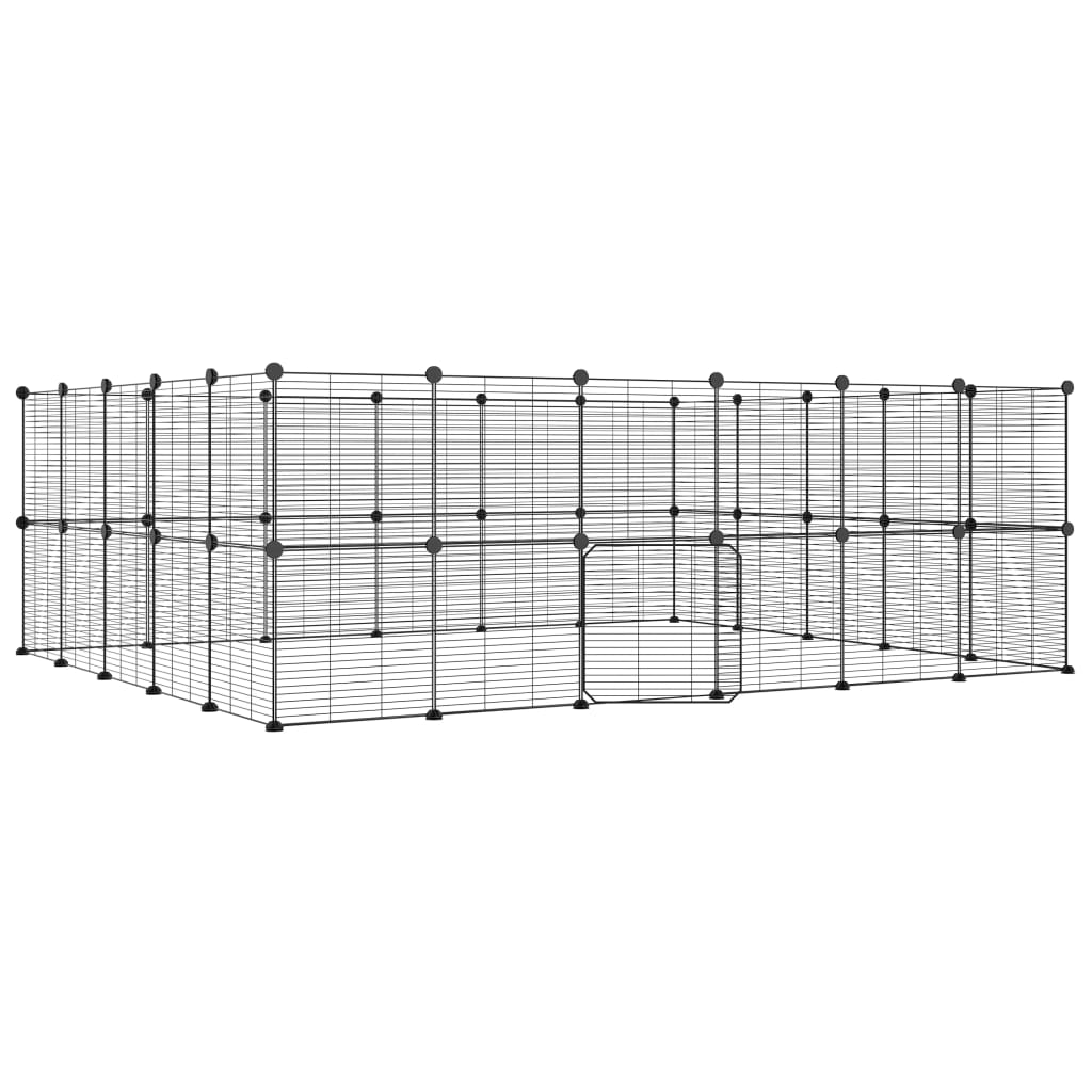 44-Panel Pet Cage with Door Black 35x35 cm Steel