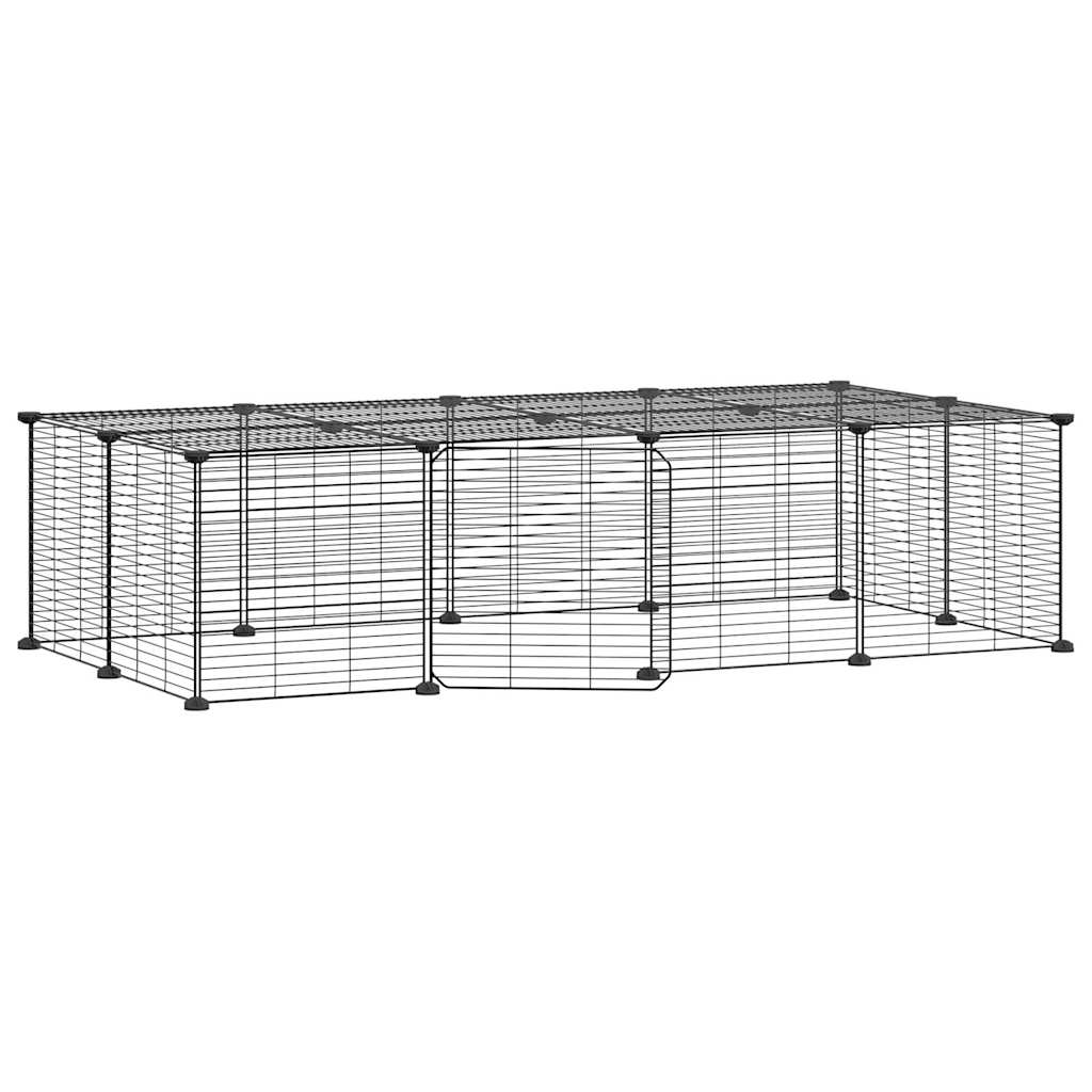 vidaXL 20-Panel Pet Cage with Door Black 35x35 cm Steel