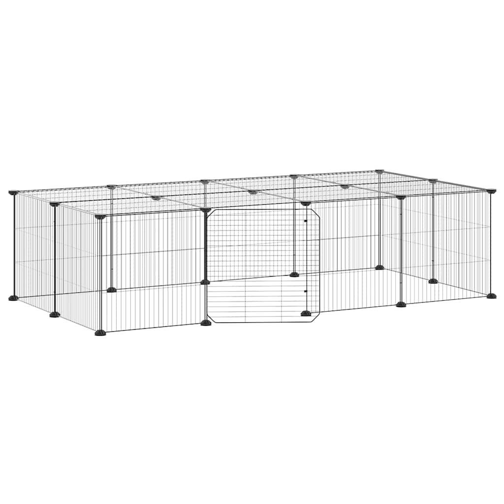 20-Panel Pet Cage with Door Black 35x35 cm Steel