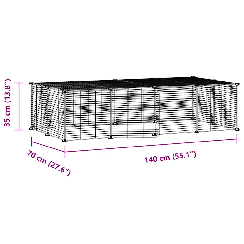 vidaXL 20-Panel Pet Cage with Door Black 35x35 cm Steel