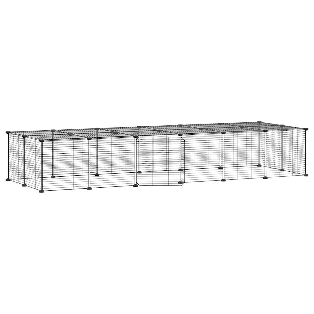 vidaXL 28-Panel Pet Cage with Door Black 35x35 cm Steel