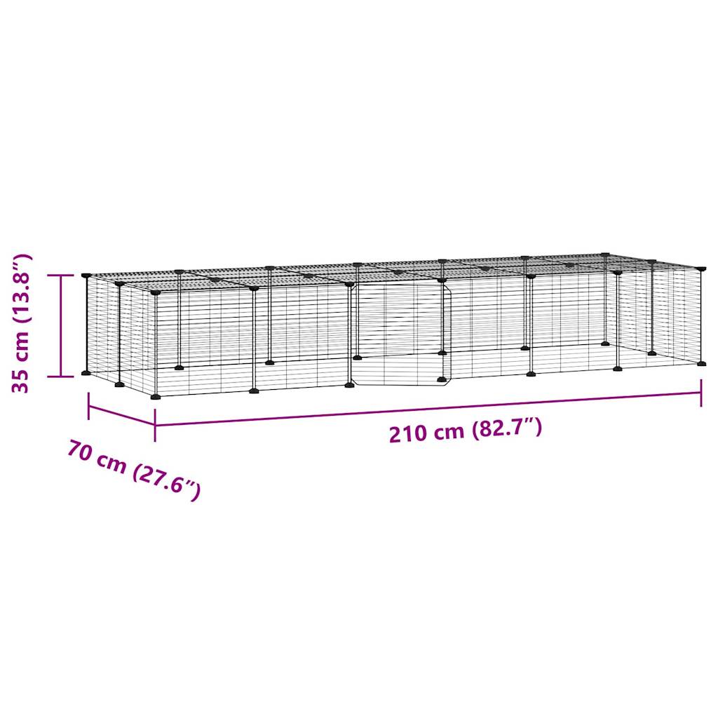 vidaXL 28-Panel Pet Cage with Door Black 35x35 cm Steel