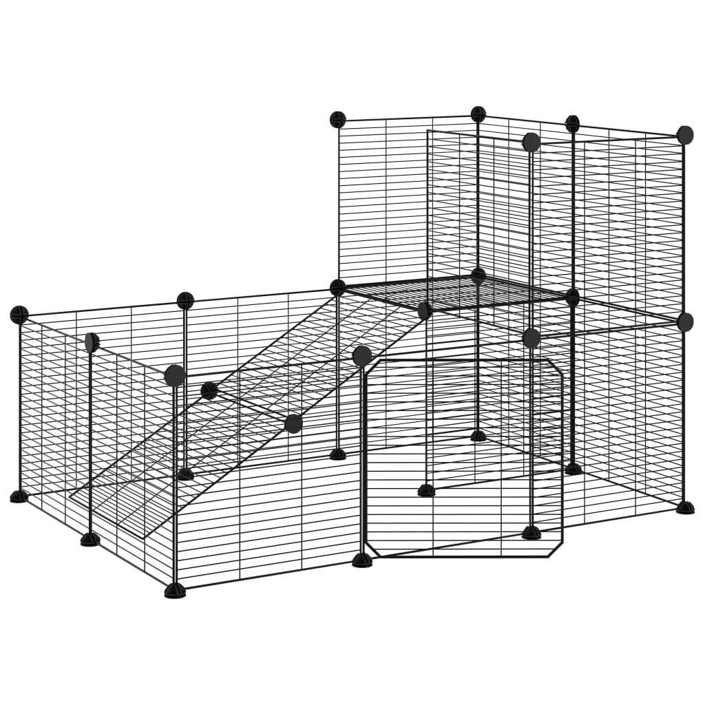 20-Panel Pet Cage with Door Black 35x35 cm Steel