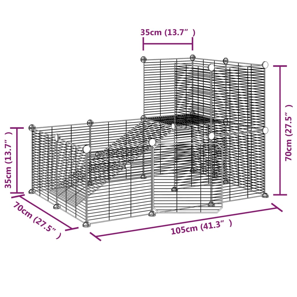 20-Panel Pet Cage with Door Black 35x35 cm Steel