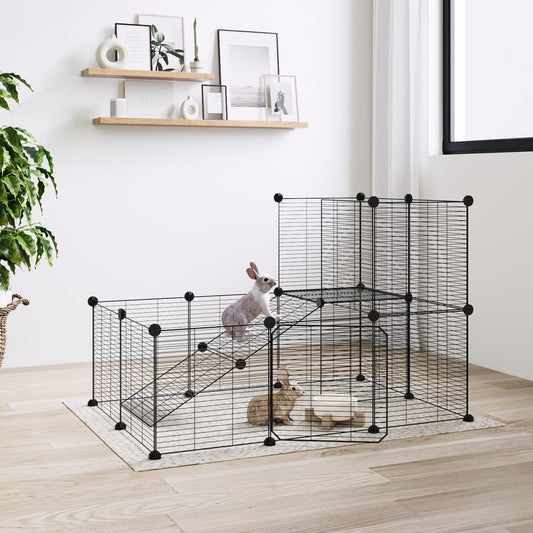 20-Panel Pet Cage with Door Black 35x35 cm Steel