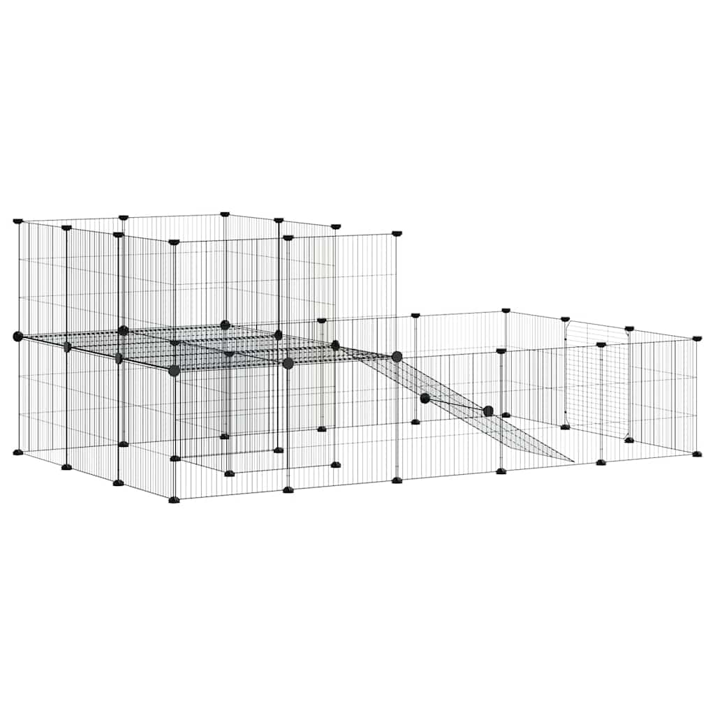 36-Panel Pet Cage with Door Black 35x35 cm Steel