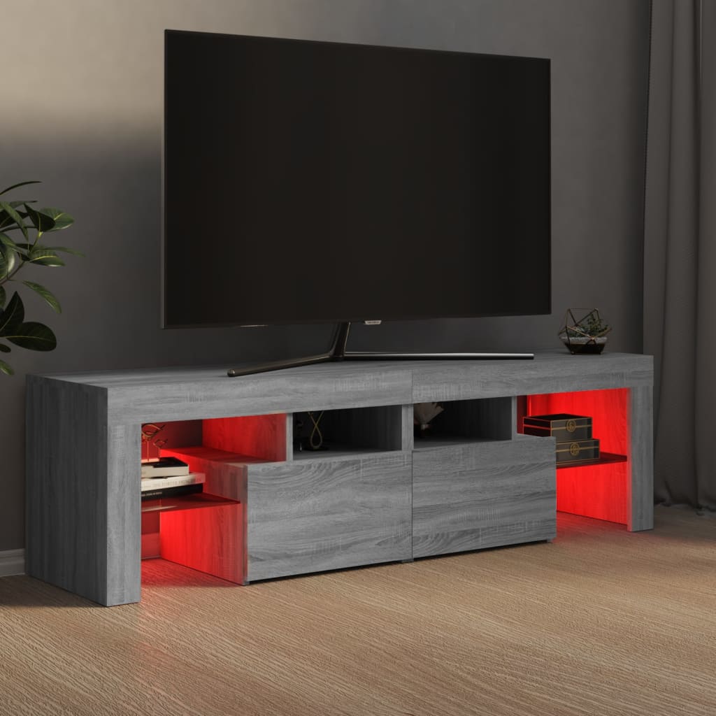 vidaXL TV Cabinet with LED Lights Grey Sonoma 140x36.5x40 cm