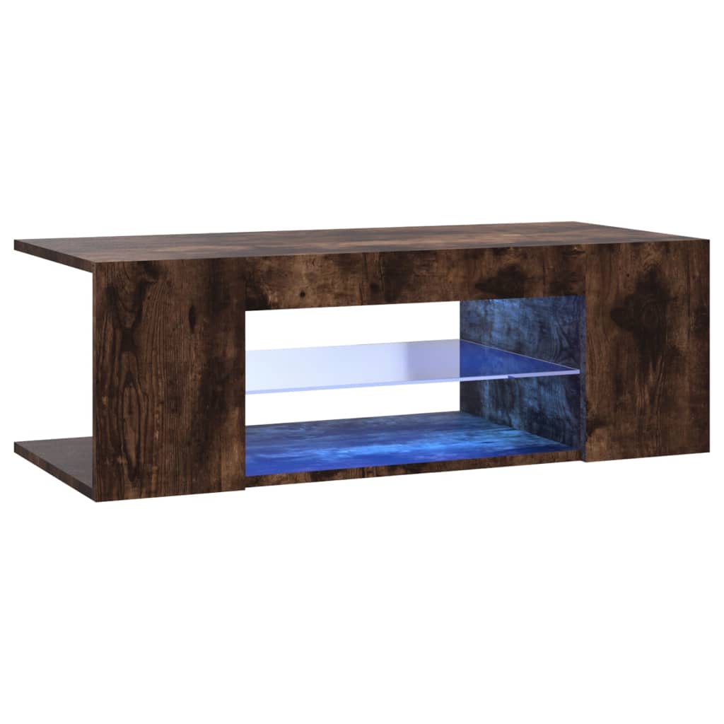 vidaXL TV Cabinet with LED Lights Smoked Oak 90x39x30 cm