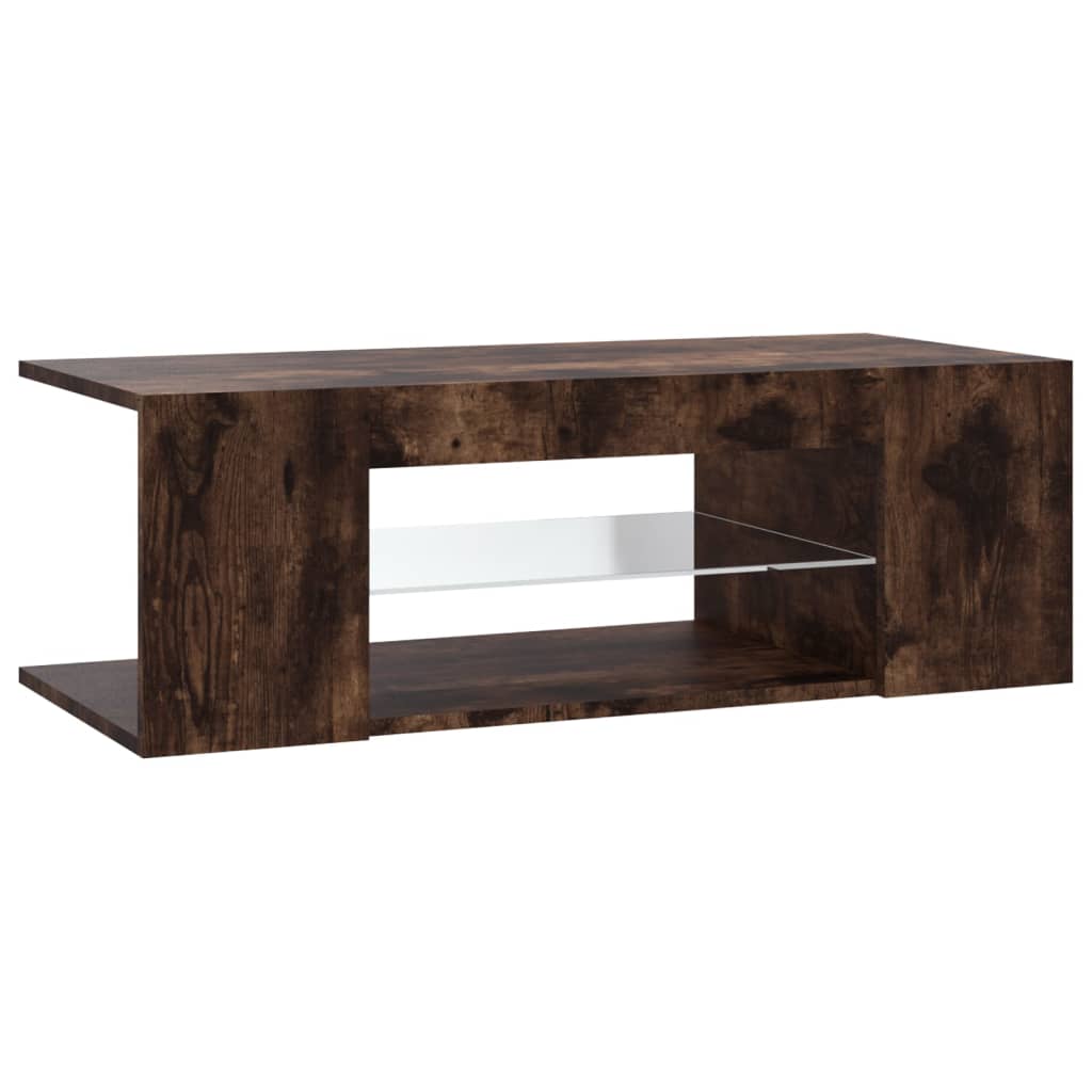 vidaXL TV Cabinet with LED Lights Smoked Oak 90x39x30 cm