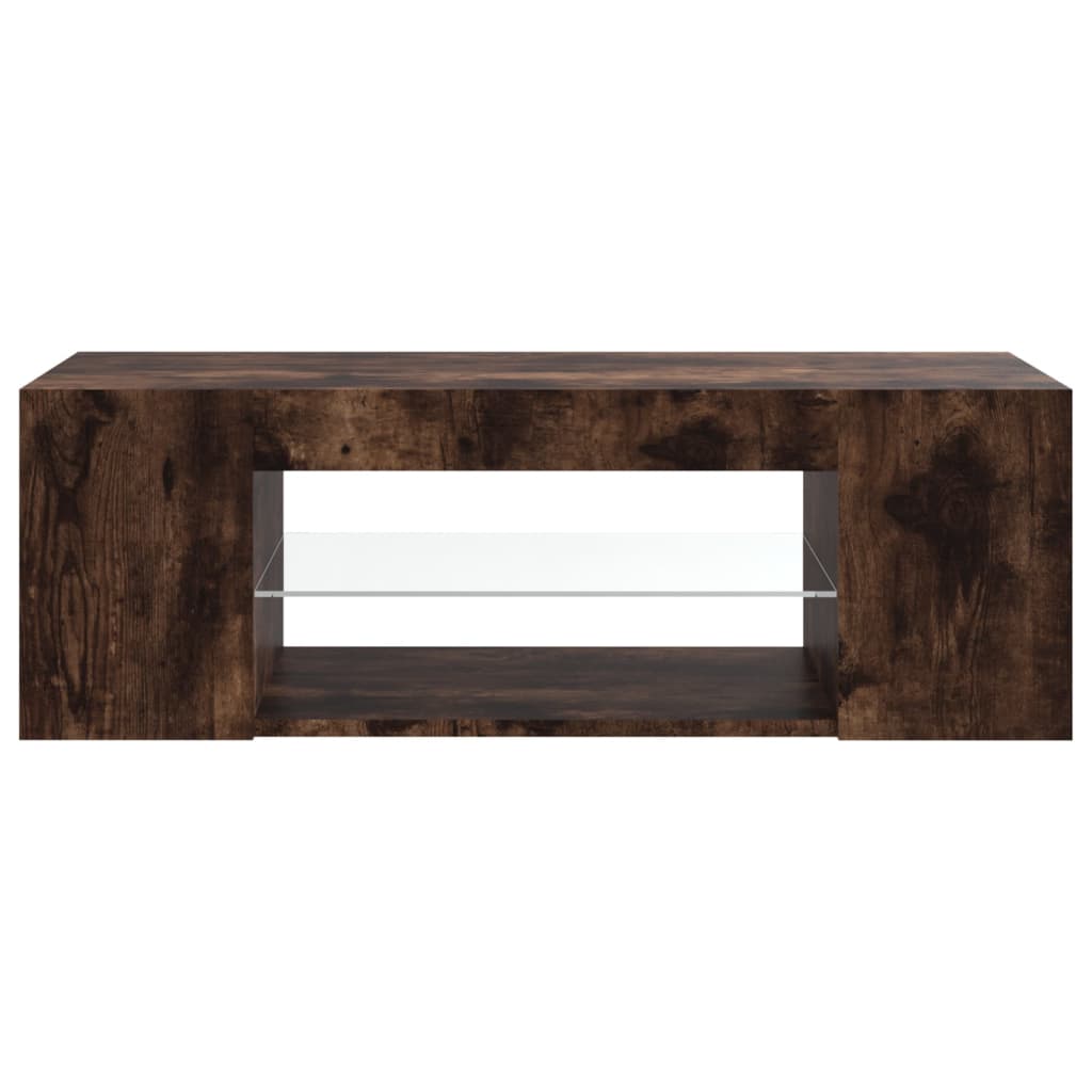 vidaXL TV Cabinet with LED Lights Smoked Oak 90x39x30 cm